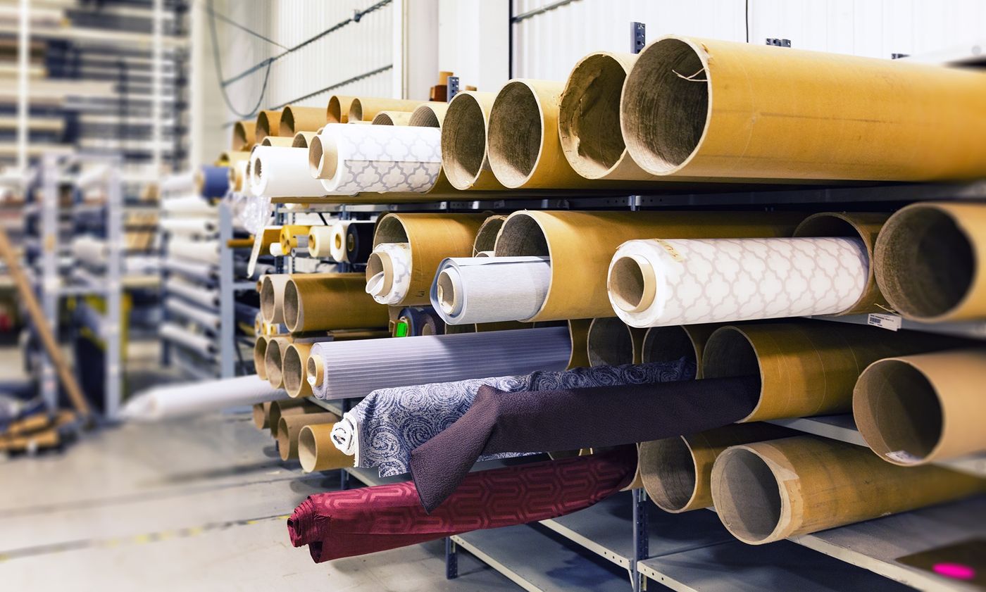 Rolls of colourful fabric